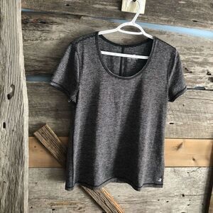 JOE Fresh size Large Grey/Black striped, scoop neck t-shirt
